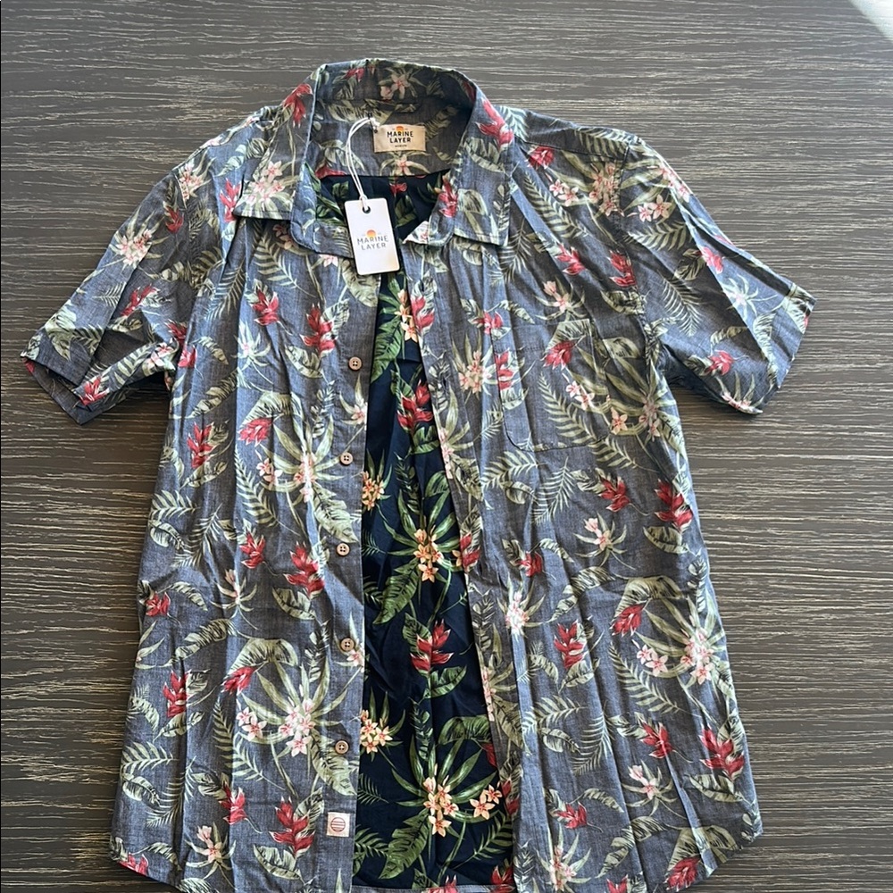 Marine Layer Red and Black Casual Button Down Shirt